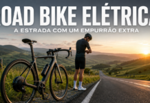 Road bike elétrica: a estrada com um empurrão extra Road bike elétrica "A estrada com um empurrão extra". Imagem gerada por IA.