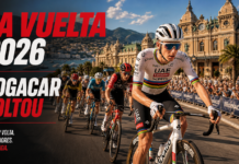 La Vuelta 2026 promete a corrida mais épica da década Pelotão da La Vuelta 2026 com Tadej Pogacar Imagem gerada por IA.